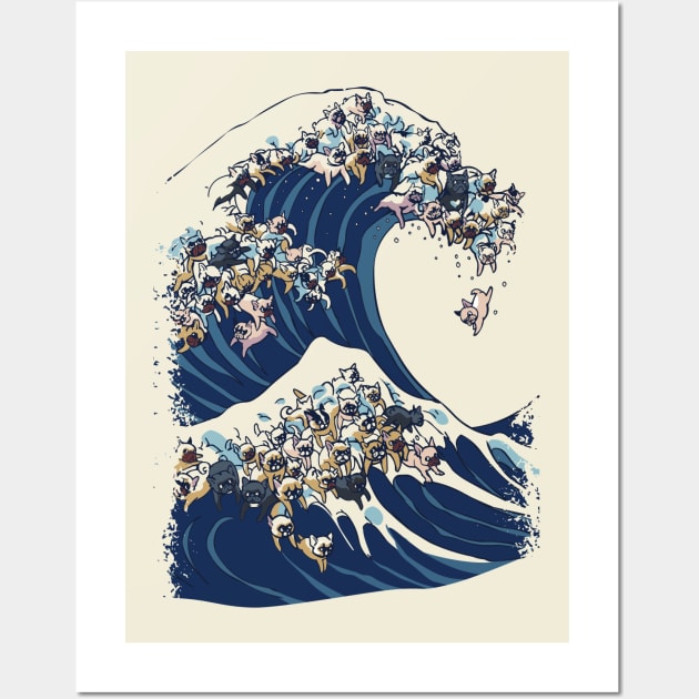 The Great Wave of French Bulldog Wall Art by huebucket